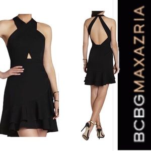 Isabele Cutout-Bodice Peplum Cocktail Party Dress